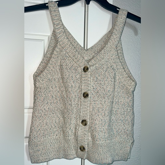 Madewell Knitted Sleeves button up sweater tank top cream Size XXS! - Picture 3 of 6